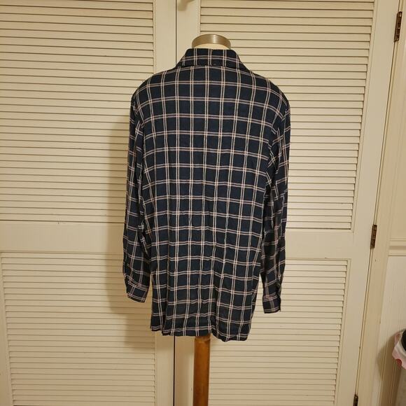 Vintage 90s Plaid Button Front T Shirt Dress Talbots Large Long Sleeve - Picture 4 of 7